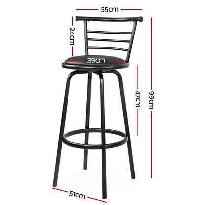 Artiss 2x Bar Stools Swivel Leather Padded Metal-Furniture > Bar Stools &amp; Chairs-PEROZ Accessories