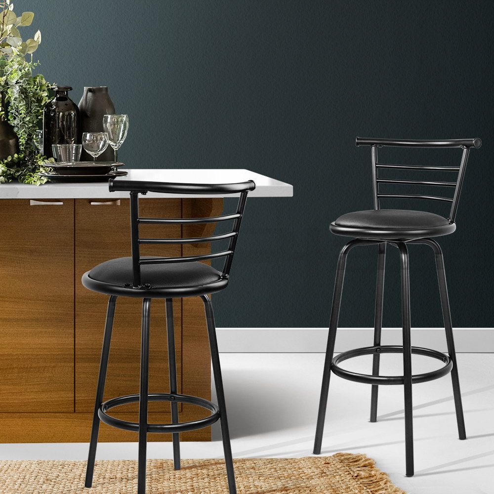 Artiss 2x Bar Stools Swivel Leather Padded Metal-Furniture > Bar Stools &amp; Chairs-PEROZ Accessories