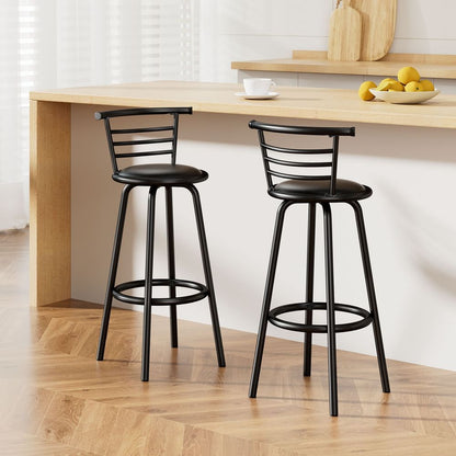 Artiss 2x Bar Stools Swivel Leather Padded Metal-Furniture > Bar Stools &amp; Chairs-PEROZ Accessories