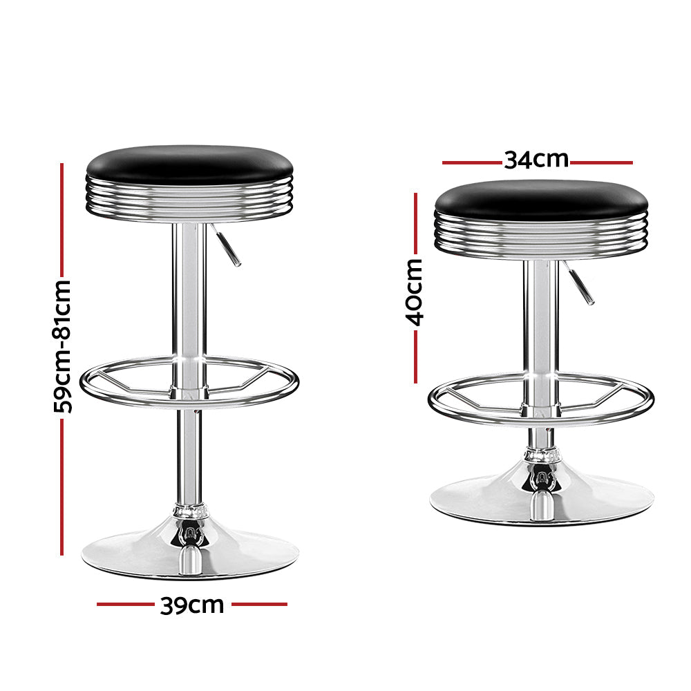 Artiss 4x Bar Stools Leather Padded Gas Lift Silver-Bar Stools-PEROZ Accessories