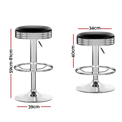 Artiss 4x Bar Stools Leather Padded Gas Lift Silver-Bar Stools-PEROZ Accessories