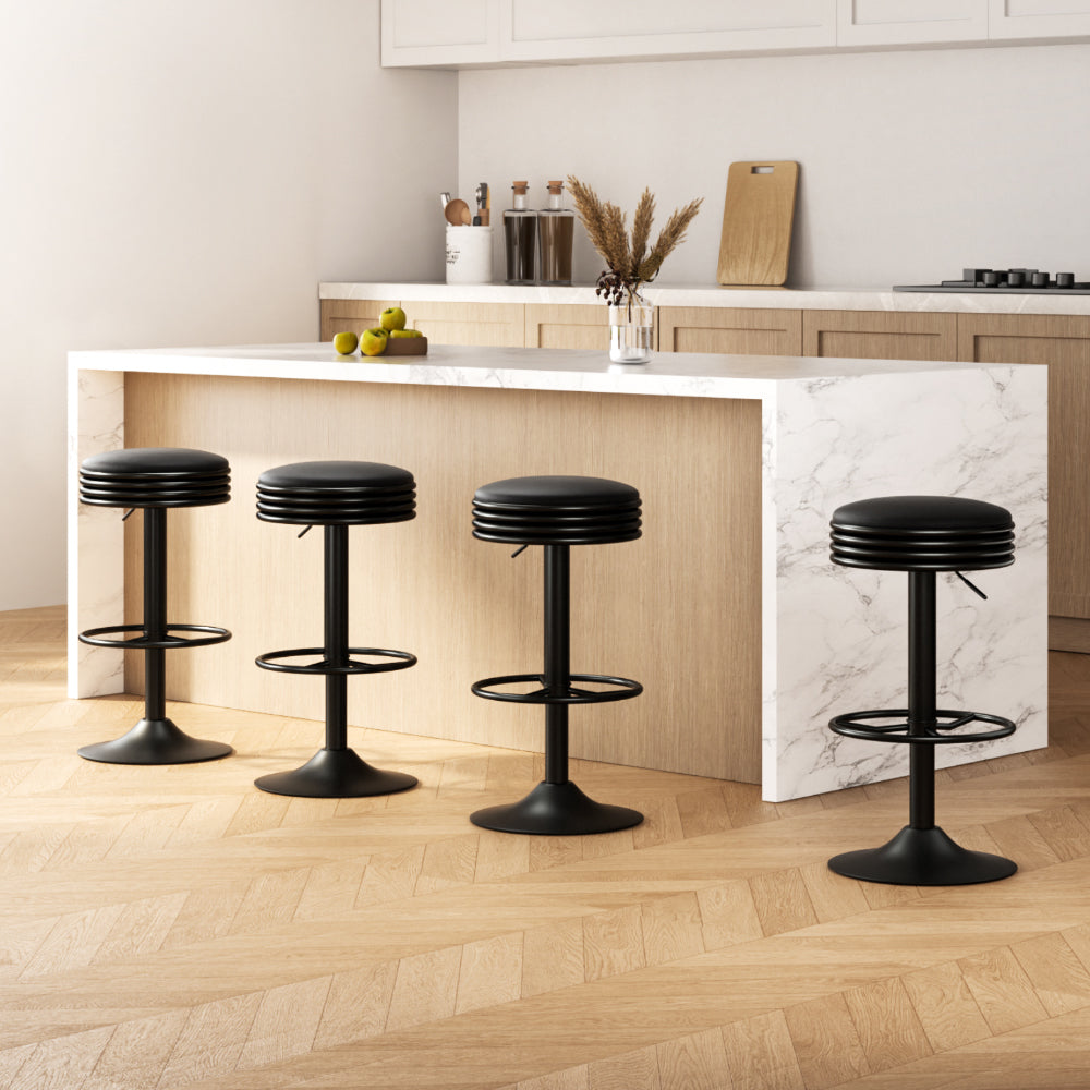 Artiss 4x Bar Stools Leather Padded Gas Lift Black-Furniture &gt; Bar Stools &amp; Chairs &gt; Massage Chairs-PEROZ Accessories