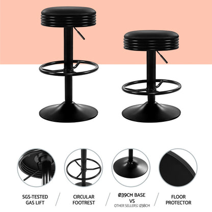 Artiss 4x Bar Stools Leather Padded Gas Lift Black-Furniture &gt; Bar Stools &amp; Chairs &gt; Massage Chairs-PEROZ Accessories