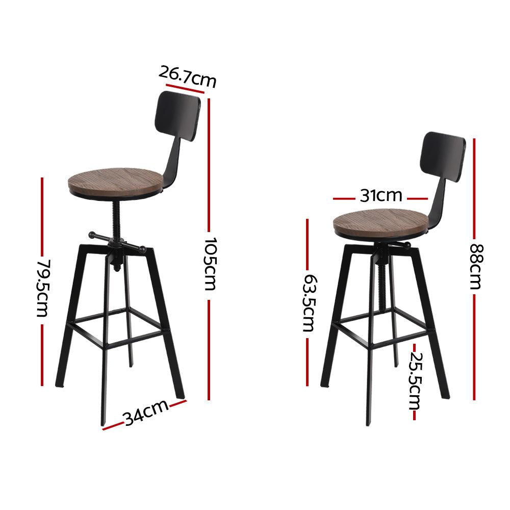 Artiss Bar Stools Kitchen Counter Chairs Vintage Metal Chairs x2-Furniture &gt; Bar Stools &amp; Chairs-PEROZ Accessories