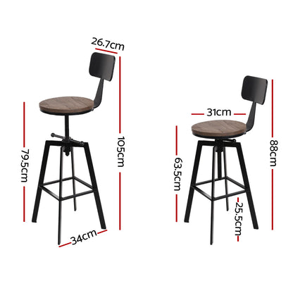 Artiss Bar Stools Kitchen Counter Chairs Vintage Metal Chairs x2-Furniture &gt; Bar Stools &amp; Chairs-PEROZ Accessories