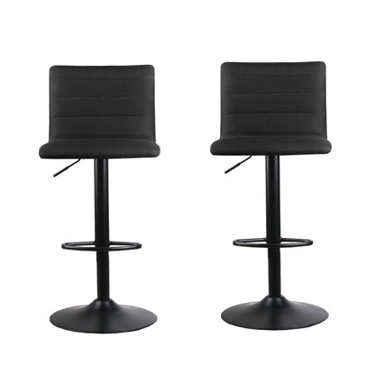 Artiss 2x Bar Stools Gas Lift Linen Fabric Black-Furniture &gt; Bar Stools &amp; Chairs-PEROZ Accessories
