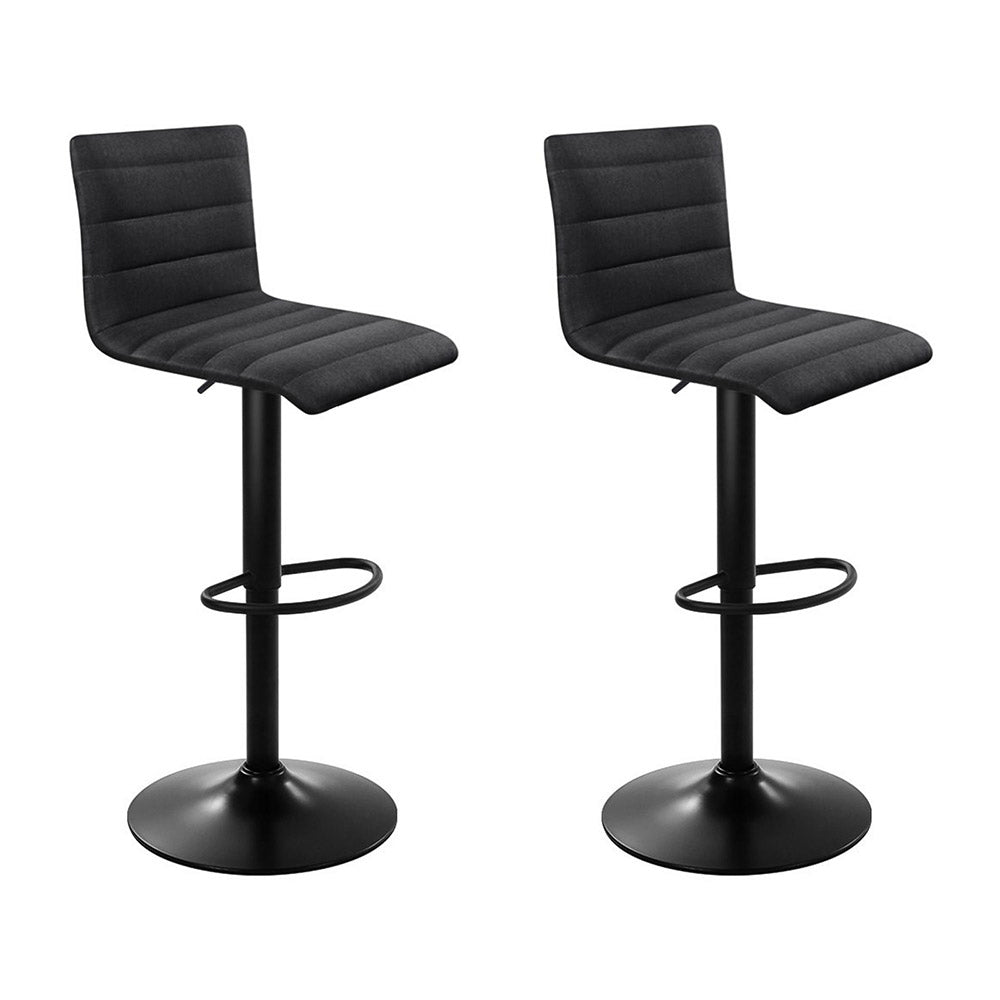 Artiss 2x Bar Stools Gas Lift Linen Fabric Black-Furniture &gt; Bar Stools &amp; Chairs-PEROZ Accessories
