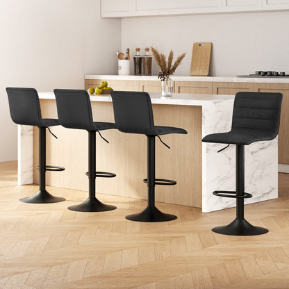 Artiss 4x Bar Stools Gas Lift Linen Fabric Black-Furniture &gt; Bar Stools &amp; Chairs-PEROZ Accessories