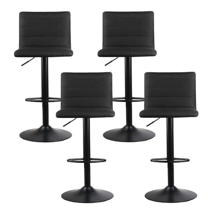 Artiss 4x Bar Stools Gas Lift Linen Fabric Black-Furniture &gt; Bar Stools &amp; Chairs-PEROZ Accessories