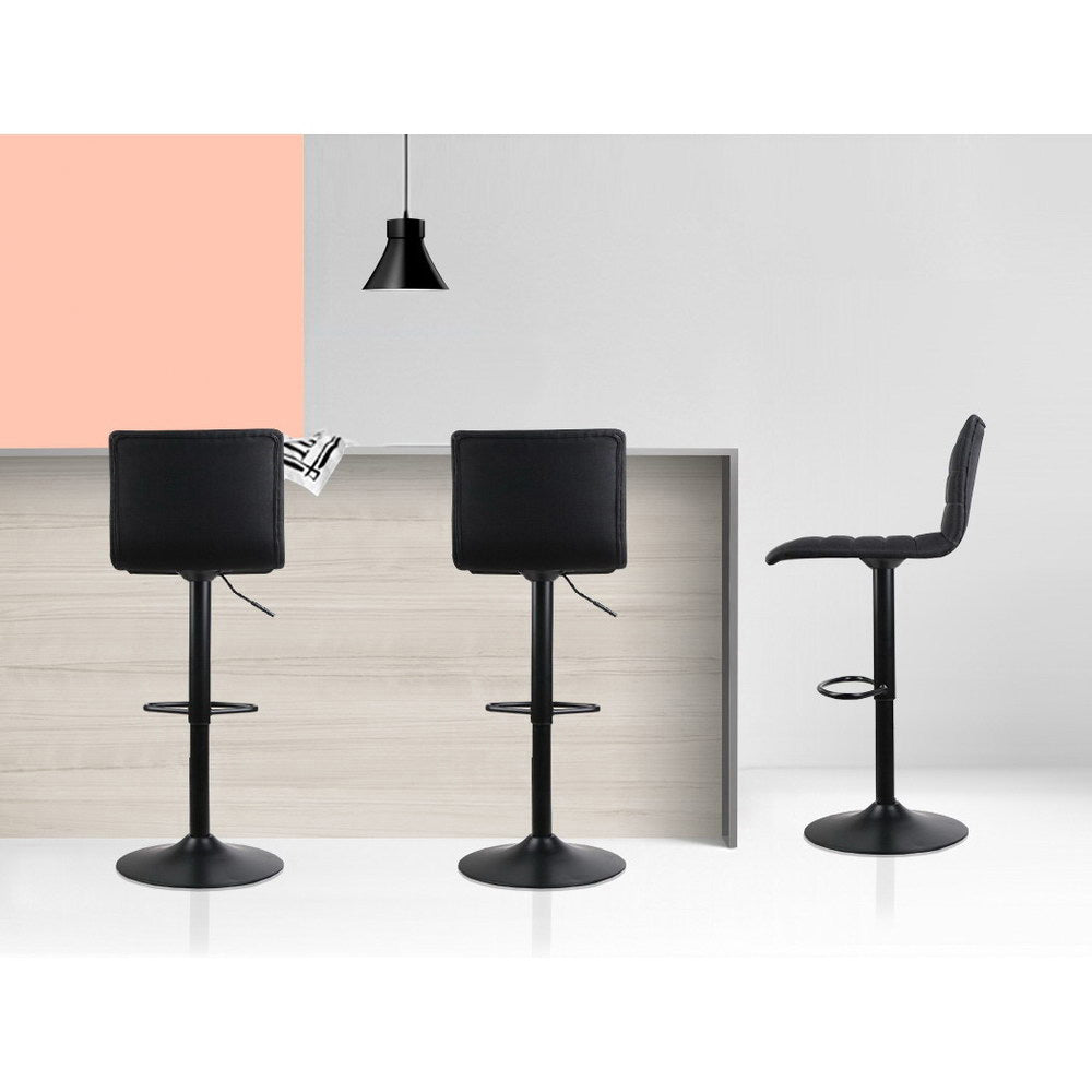 Artiss 4x Bar Stools Gas Lift Linen Fabric Black-Furniture &gt; Bar Stools &amp; Chairs-PEROZ Accessories