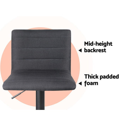 Artiss 4x Bar Stools Gas Lift Linen Fabric Black-Furniture &gt; Bar Stools &amp; Chairs-PEROZ Accessories