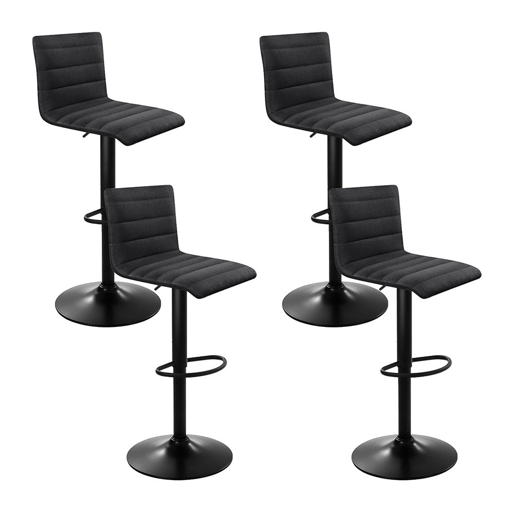 Artiss 4x Bar Stools Gas Lift Linen Fabric Black-Furniture &gt; Bar Stools &amp; Chairs-PEROZ Accessories