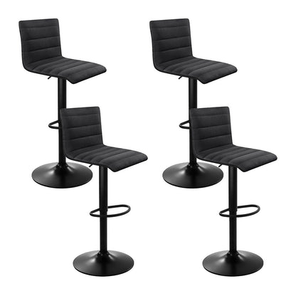 Artiss 4x Bar Stools Gas Lift Linen Fabric Black-Furniture &gt; Bar Stools &amp; Chairs-PEROZ Accessories