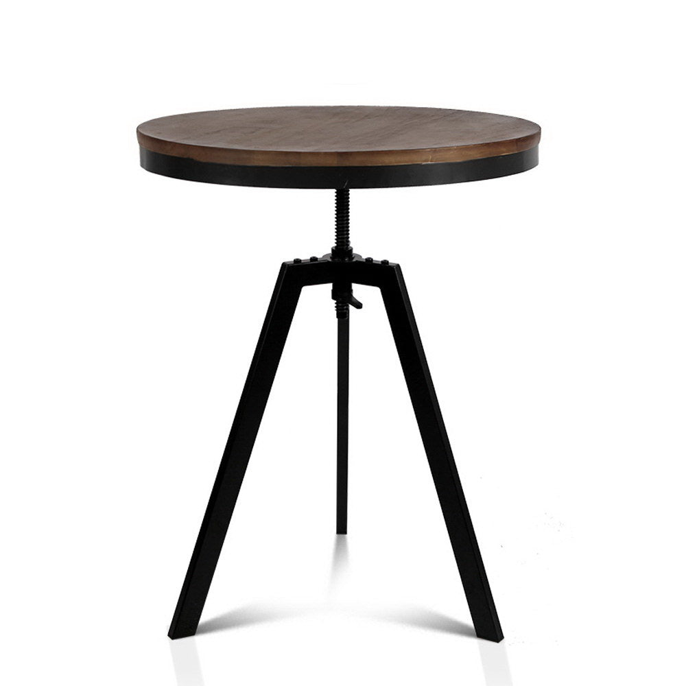 Artiss Bar Table 67-86CM Height Round Brown-Dining Tables-PEROZ Accessories