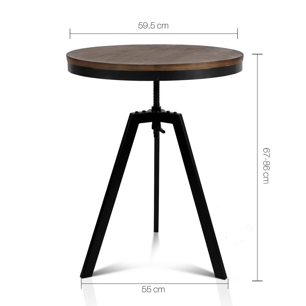 Artiss Bar Table 67-86CM Height Round Brown-Dining Tables-PEROZ Accessories