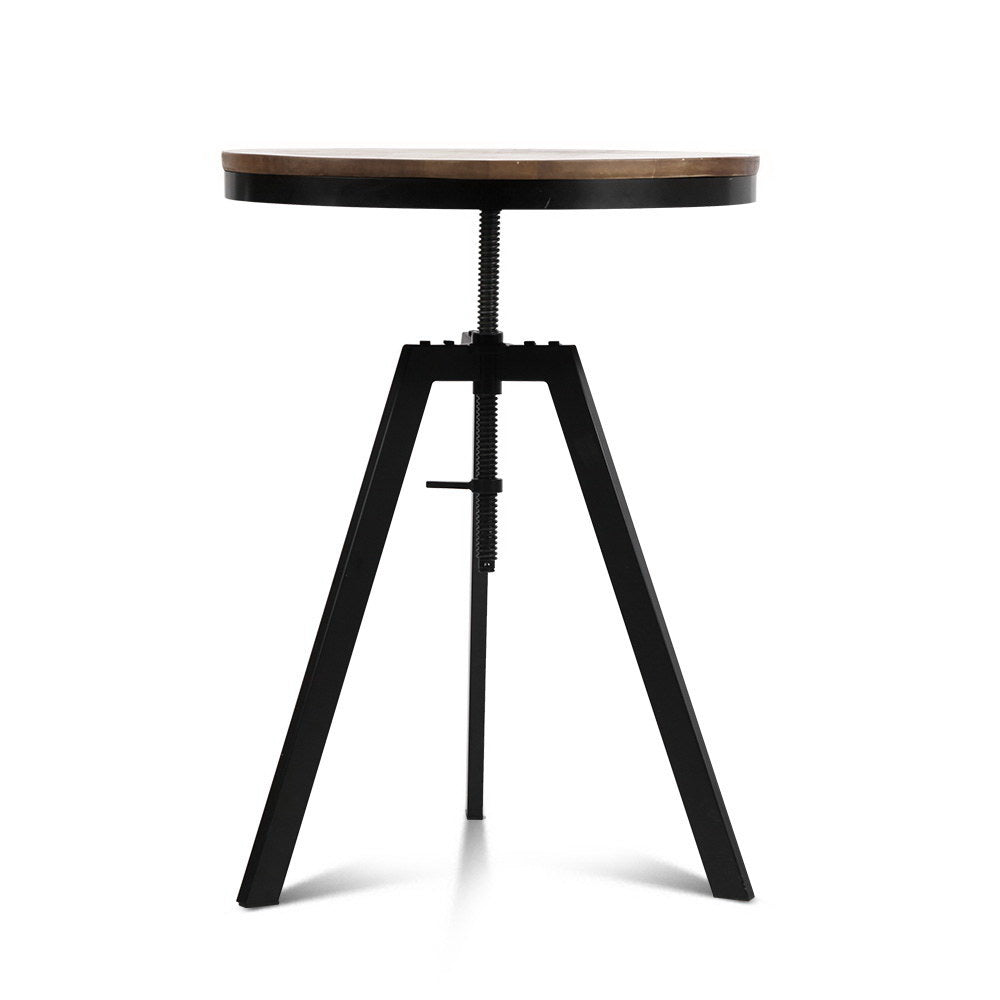 Artiss Bar Table 67-86CM Height Round Brown-Dining Tables-PEROZ Accessories