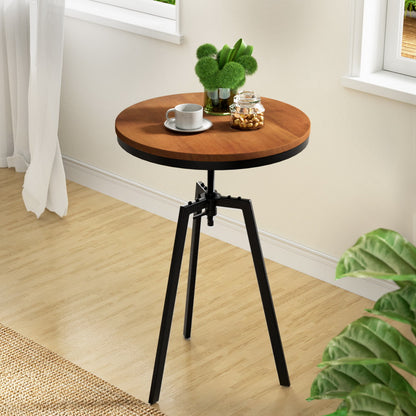 Artiss Bar Table 67-86CM Height Round Brown-Dining Tables-PEROZ Accessories
