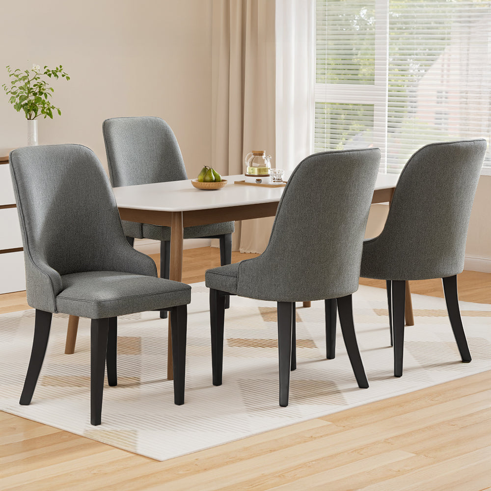 Artiss Dining Chairs Set of 4 Linen Fabric Grey-Furniture &gt; Dining &gt; Kitchen &amp; Dining Chairs-PEROZ Accessories