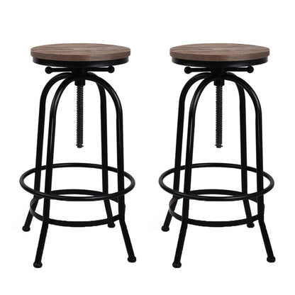 Artiss 2x Bar Stools Adjustable Wood Chairs-Furniture &gt; Bar Stools &amp; Chairs-PEROZ Accessories