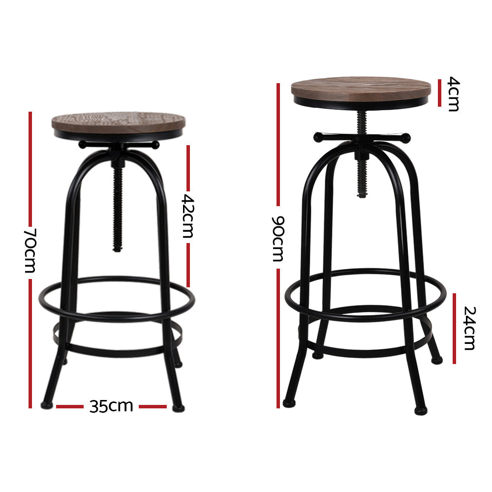 Artiss 2x Bar Stools Adjustable Wood Chairs-Furniture &gt; Bar Stools &amp; Chairs-PEROZ Accessories