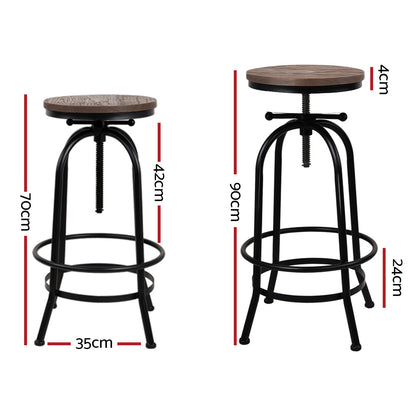 Artiss 2x Bar Stools Adjustable Wood Chairs-Furniture &gt; Bar Stools &amp; Chairs-PEROZ Accessories