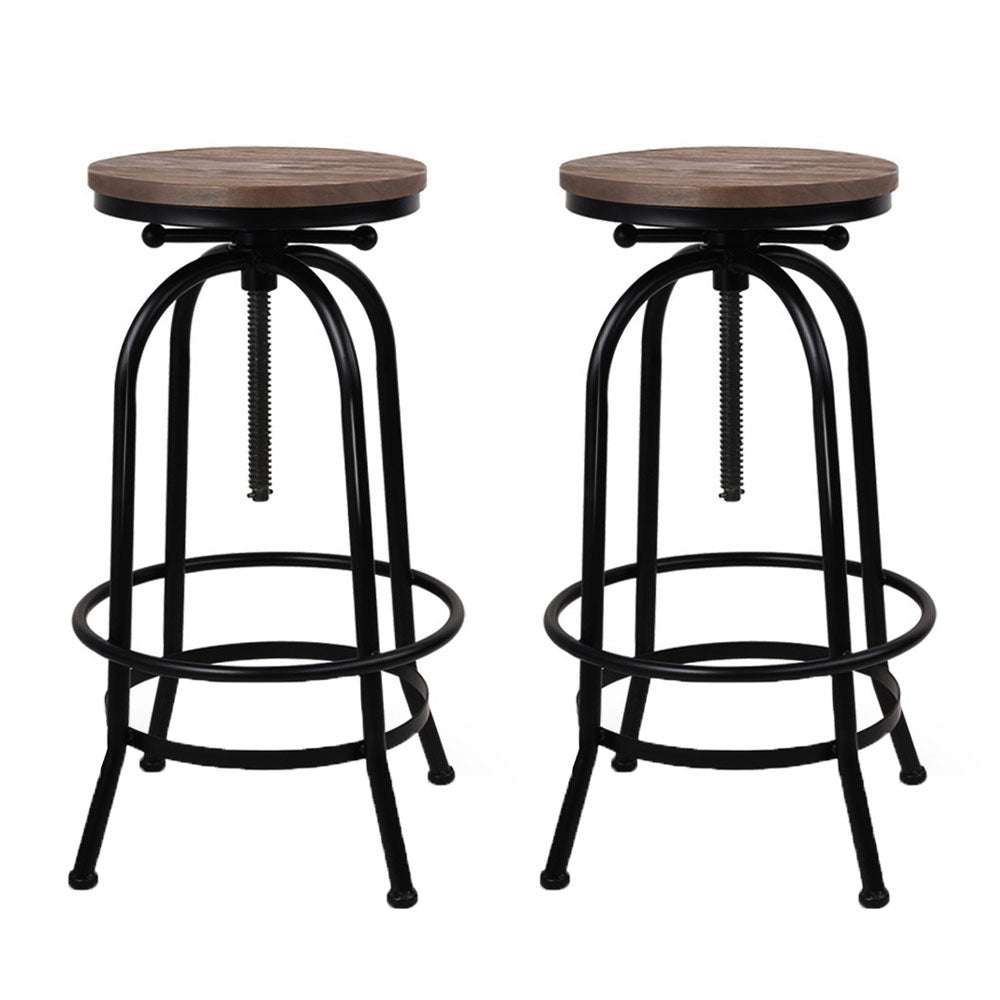 Artiss 2x Bar Stools Adjustable Wood Chairs-Furniture &gt; Bar Stools &amp; Chairs-PEROZ Accessories