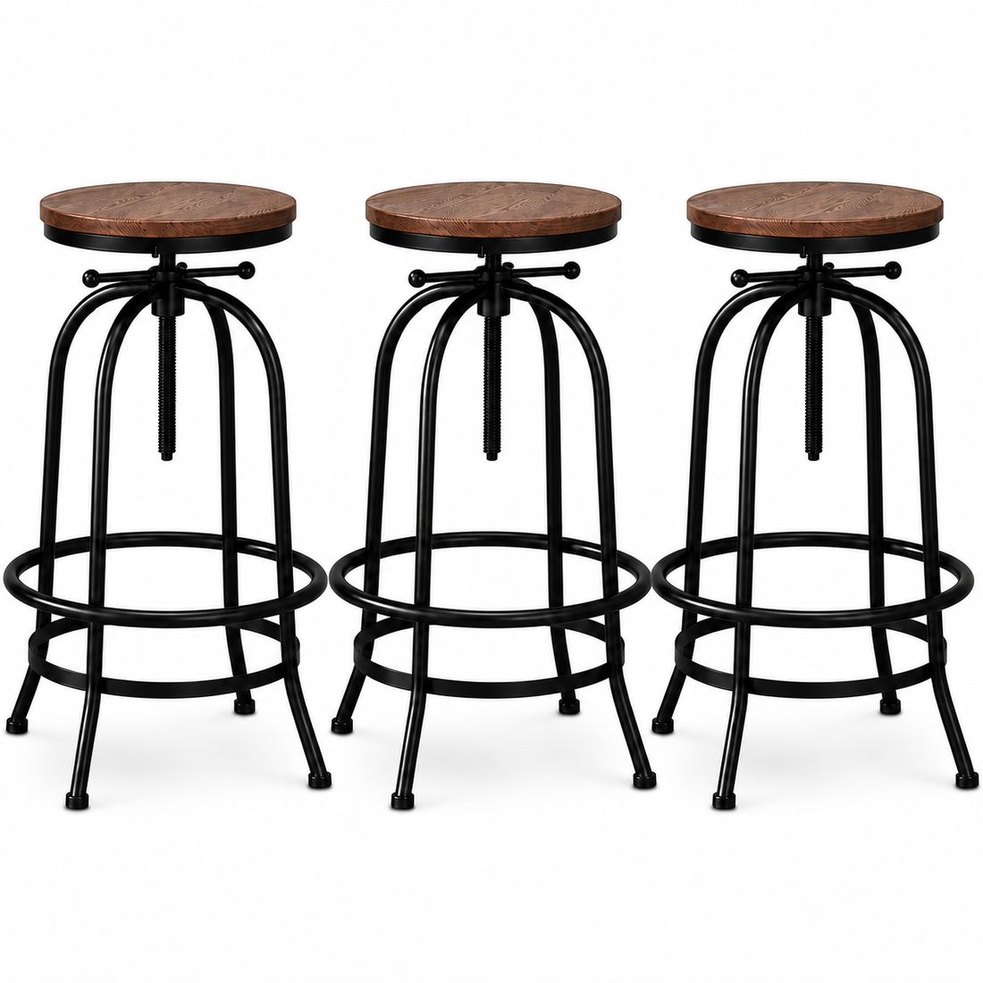 Artiss 3x Bar Stool Backless Swivel Counter Barstools 70-90cm Seat Height Adjustable Industrial