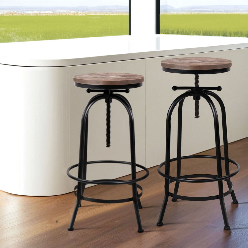 Artiss 4x Bar Stools Kitchen Dining Chairs Adjustable Wooden Vintage Stool-Furniture &gt; Bar Stools &amp; Chairs &gt; Table &amp; Bar Stools-PEROZ Accessories