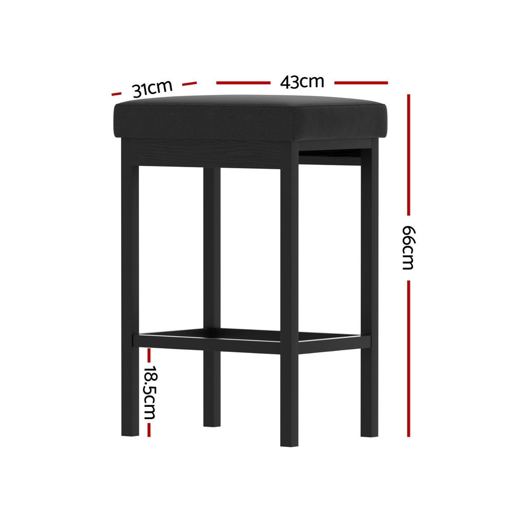 2x Artiss Metal Bar Stools PU Seat Dining Counter Chairs-Furniture &gt; Bar Stools &amp; Chairs &gt; Table &amp; Bar Stools-PEROZ Accessories