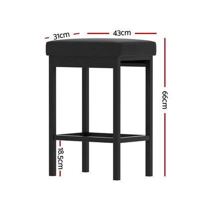 2x Artiss Metal Bar Stools PU Seat Dining Counter Chairs-Furniture &gt; Bar Stools &amp; Chairs &gt; Table &amp; Bar Stools-PEROZ Accessories