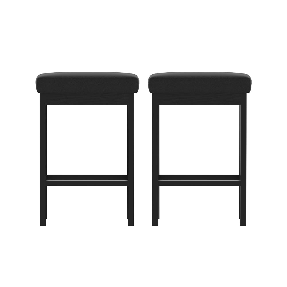 2x Artiss Metal Bar Stools PU Seat Dining Counter Chairs-Furniture &gt; Bar Stools &amp; Chairs &gt; Table &amp; Bar Stools-PEROZ Accessories