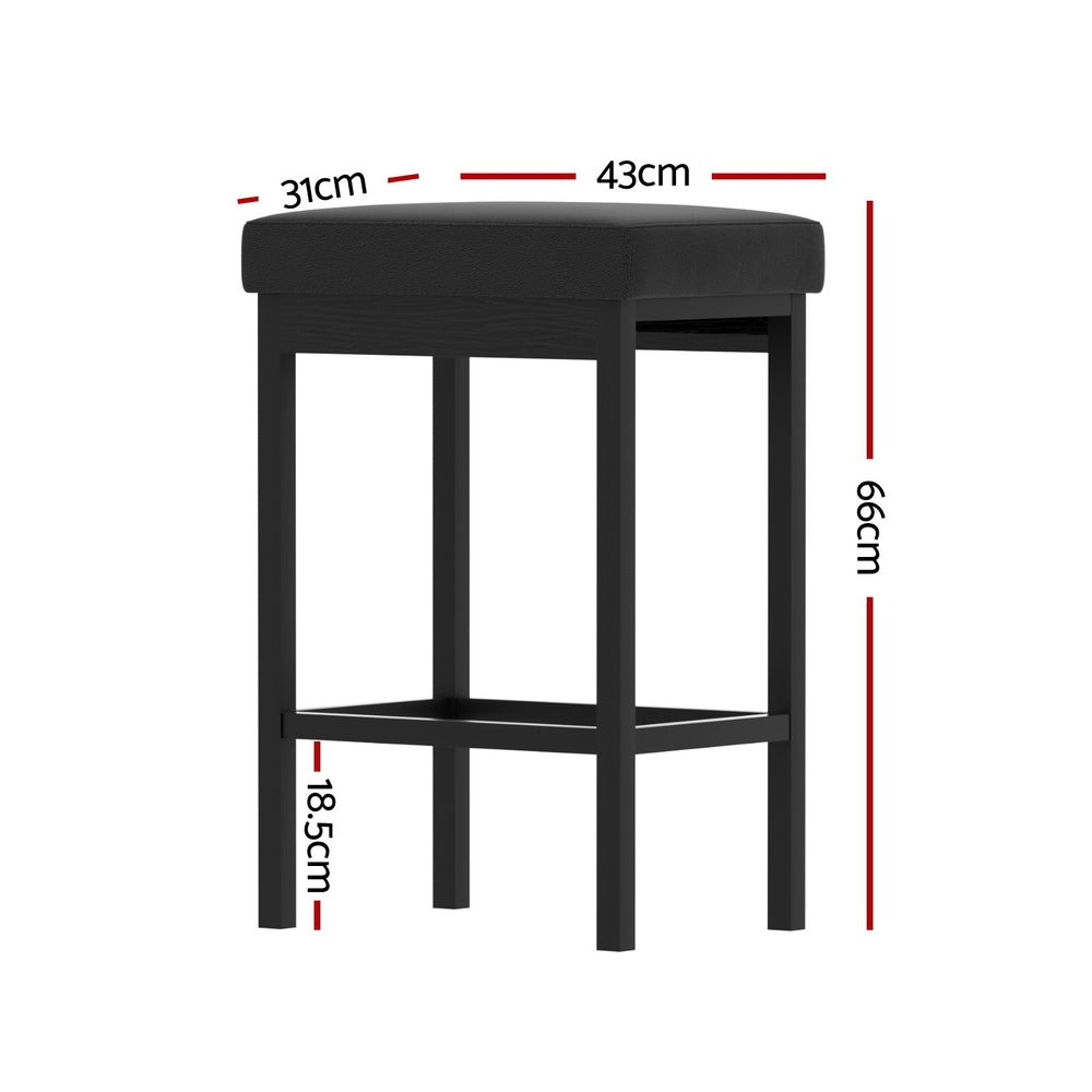 A Set of 4 Artiss Metal Bar Stools PU Seat Dining Counter Chairs-Furniture &gt; Bar Stools &amp; Chairs &gt; Table &amp; Bar Stools-PEROZ Accessories
