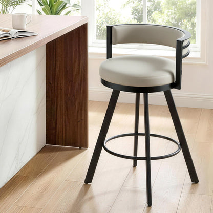 Artiss Bar Stool Swivel Kitchen Chair Metal PU Leather Counter Beige-Furniture > Bar Stools &amp; Chairs > Table &amp; Bar Stools-PEROZ Accessories