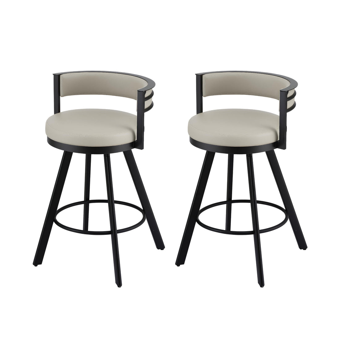 Artiss Bar Stools Set of 2 Swivel Kitchen Chair Metal Counter Beige Leather-Furniture > Bar Stools &amp; Chairs > Table &amp; Bar Stools-PEROZ Accessories