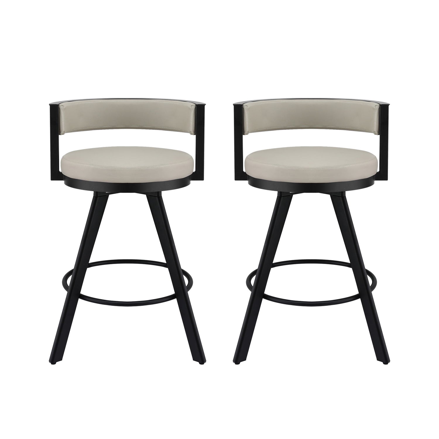 Artiss Bar Stools Set of 2 Swivel Kitchen Chair Metal Counter Beige Leather-Furniture > Bar Stools &amp; Chairs > Table &amp; Bar Stools-PEROZ Accessories