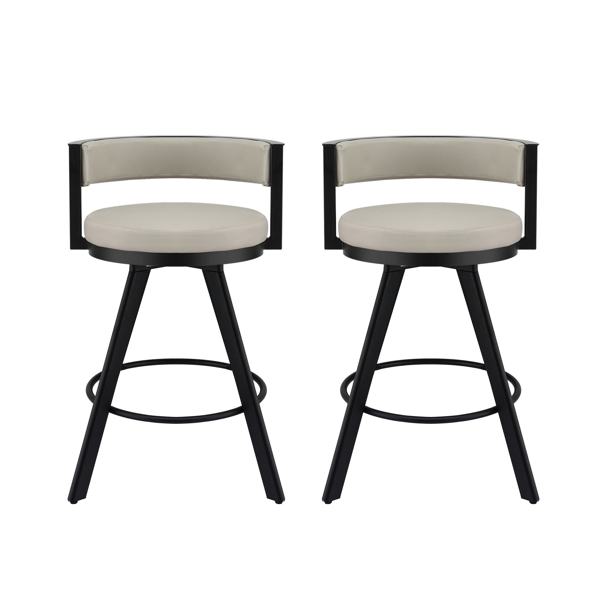 Artiss Bar Stools Set of 2 Swivel Kitchen Chair Metal Counter Beige Leather-Furniture > Bar Stools &amp; Chairs > Table &amp; Bar Stools-PEROZ Accessories