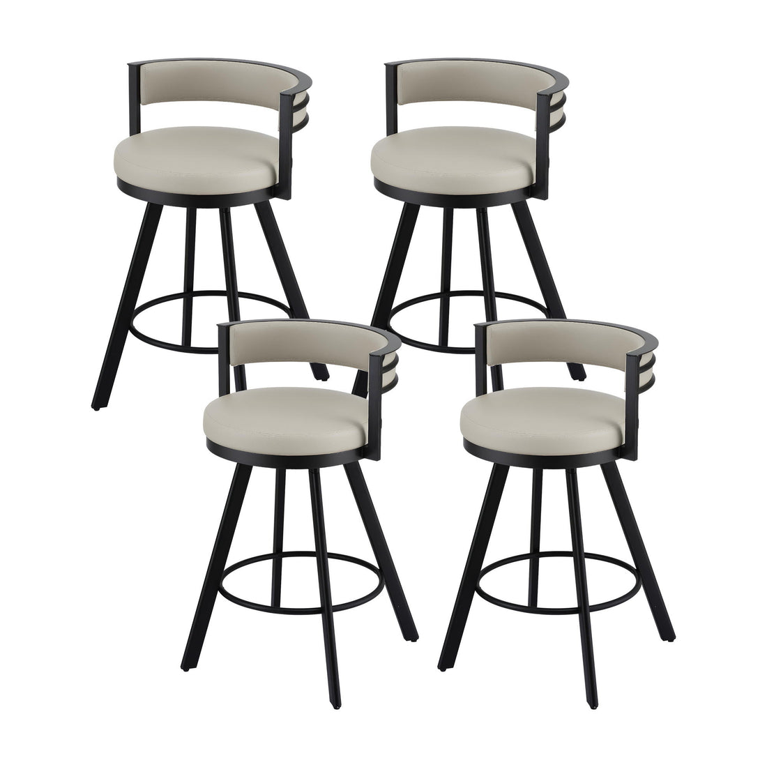 Artiss Bar Stools Set of 4 Swivel Kitchen Chair Metal Counter Beige Leather-Furniture > Bar Stools &amp; Chairs > Table &amp; Bar Stools-PEROZ Accessories