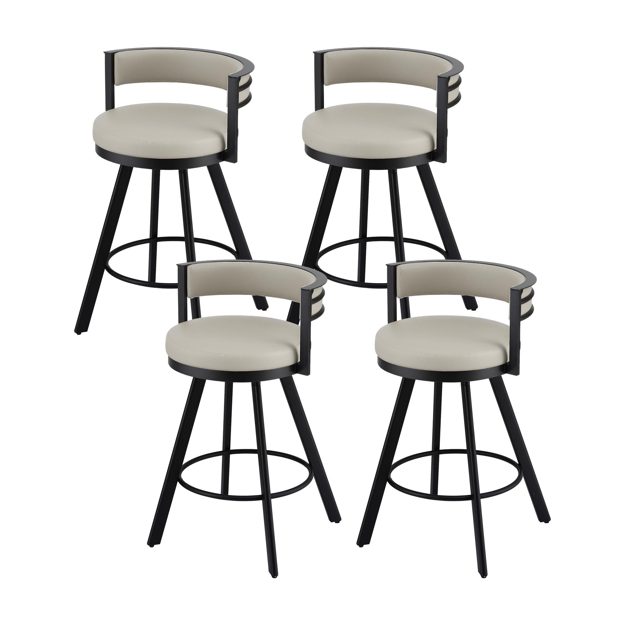 Artiss Bar Stools Set of 4 Swivel Kitchen Chair Metal Counter Beige Leather-Furniture > Bar Stools &amp; Chairs > Table &amp; Bar Stools-PEROZ Accessories