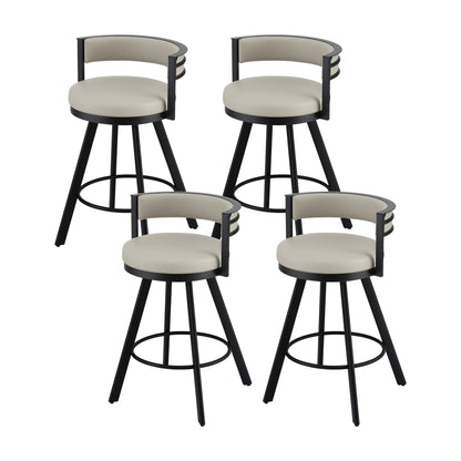 Artiss Bar Stools Set of 4 Swivel Kitchen Chair Metal Counter Beige Leather-Furniture > Bar Stools &amp; Chairs > Table &amp; Bar Stools-PEROZ Accessories