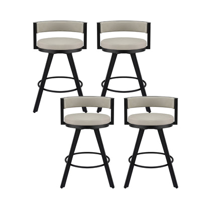 Artiss Bar Stools Set of 4 Swivel Kitchen Chair Metal Counter Beige Leather-Furniture > Bar Stools &amp; Chairs > Table &amp; Bar Stools-PEROZ Accessories