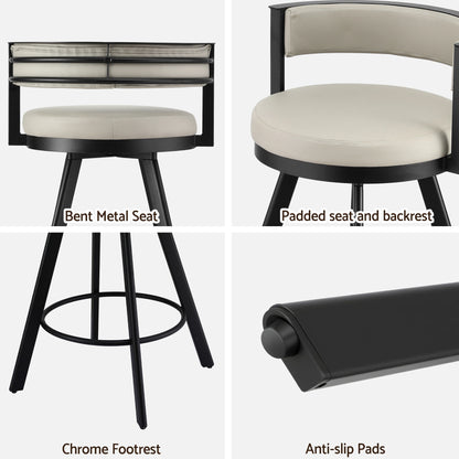 Artiss Bar Stools Set of 4 Swivel Kitchen Chair Metal Counter Beige Leather-Furniture > Bar Stools &amp; Chairs > Table &amp; Bar Stools-PEROZ Accessories