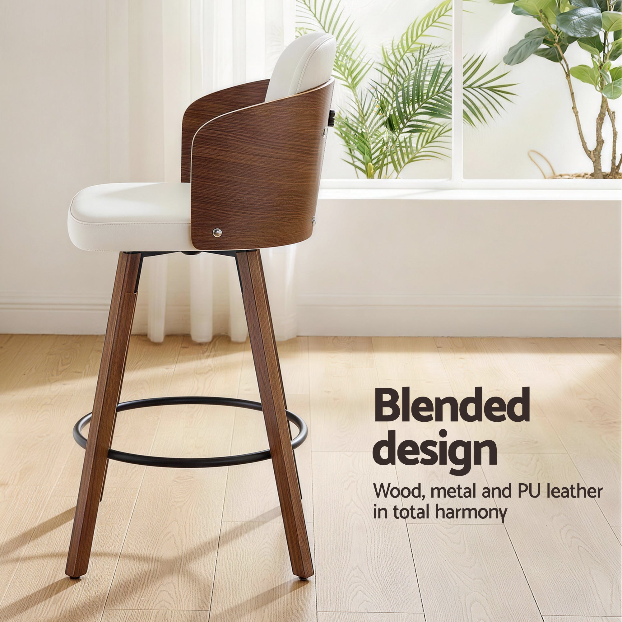 Artiss Wooden Bar Stools Swivel Kitchen Counter Stool Chair 58cm Seat Height-Furniture > Bar Stools &amp; Chairs > Table &amp; Bar Stools-PEROZ Accessories