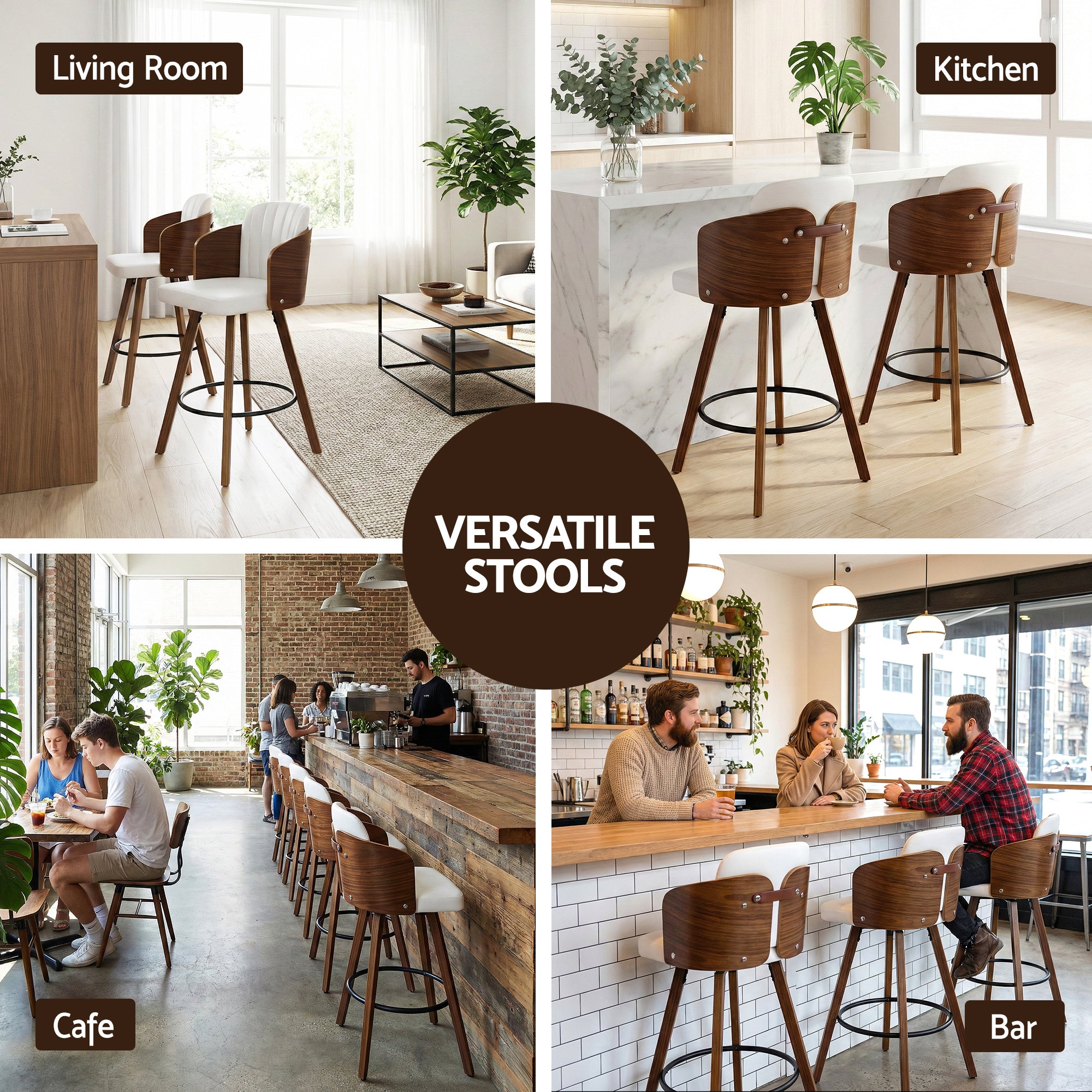 Artiss Wooden Bar Stools Swivel Kitchen Counter Stool Chair 58cm Seat Height-Furniture > Bar Stools &amp; Chairs > Table &amp; Bar Stools-PEROZ Accessories