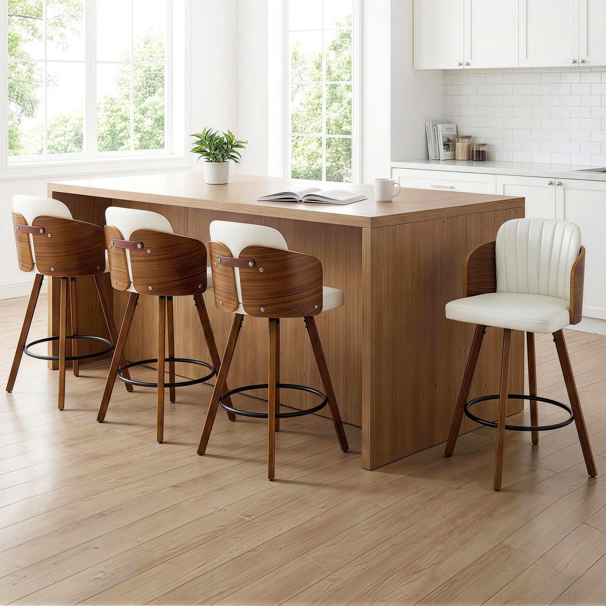 Artiss Wooden Bar Stools Swivel Kitchen Counter Stool Chair 58cm Seat Height-Furniture > Bar Stools &amp; Chairs > Table &amp; Bar Stools-PEROZ Accessories