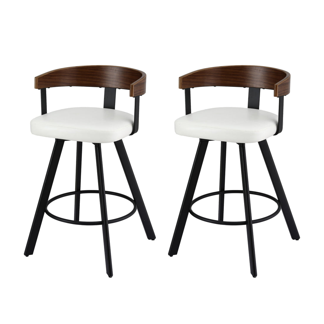 2x Artiss Bar Stools Swivel Kitchen Chairs Metal Legs Bentwood Counter White PU-Furniture > Bar Stools &amp; Chairs > Table &amp; Bar Stools-PEROZ Accessories