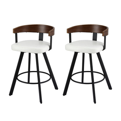 2x Artiss Bar Stools Swivel Kitchen Chairs Metal Legs Bentwood Counter White PU-Furniture > Bar Stools &amp; Chairs > Table &amp; Bar Stools-PEROZ Accessories