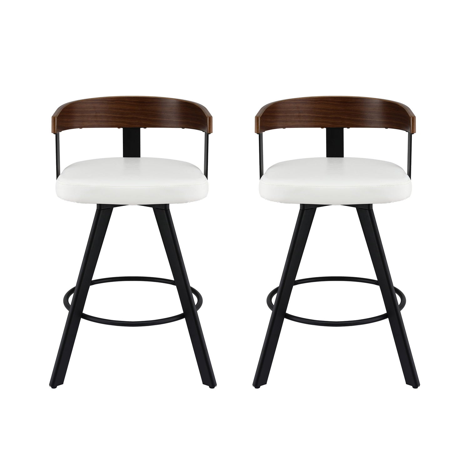 2x Artiss Bar Stools Swivel Kitchen Chairs Metal Legs Bentwood Counter White PU-Furniture > Bar Stools &amp; Chairs > Table &amp; Bar Stools-PEROZ Accessories