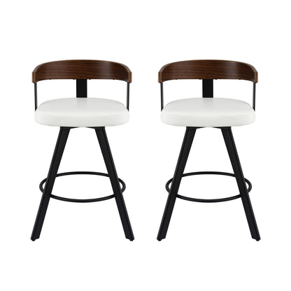 2x Artiss Bar Stools Swivel Kitchen Chairs Metal Legs Bentwood Counter White PU-Furniture > Bar Stools &amp; Chairs > Table &amp; Bar Stools-PEROZ Accessories
