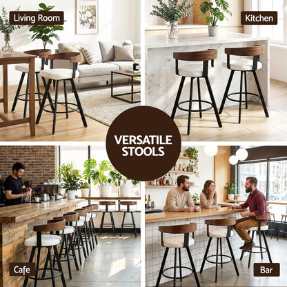 2x Artiss Bar Stools Swivel Kitchen Chairs Metal Legs Bentwood Counter White PU-Furniture > Bar Stools &amp; Chairs > Table &amp; Bar Stools-PEROZ Accessories