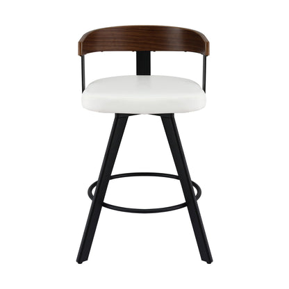 Artiss Bar Stools Set of 3 Swivel Counter Height Barstools with Bentwood Backrest PU Leather White-Furniture > Bar Stools &amp; Chairs > Table &amp; Bar Stools-PEROZ Accessories